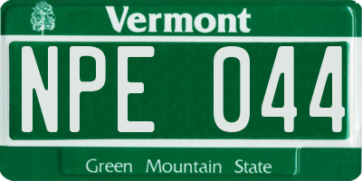 VT license plate NPE044