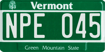 VT license plate NPE045