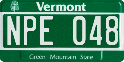 VT license plate NPE048