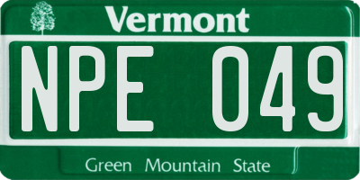 VT license plate NPE049