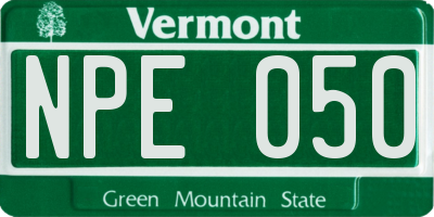 VT license plate NPE050