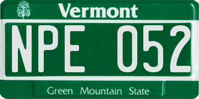 VT license plate NPE052
