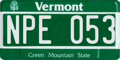 VT license plate NPE053