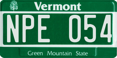 VT license plate NPE054