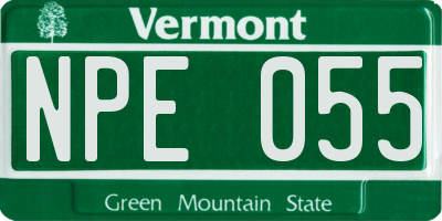 VT license plate NPE055