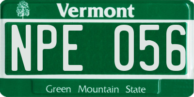 VT license plate NPE056