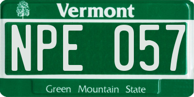 VT license plate NPE057