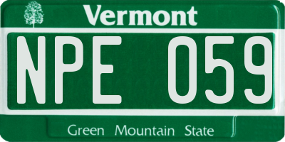 VT license plate NPE059