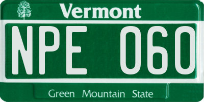 VT license plate NPE060