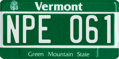 VT license plate NPE061