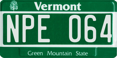 VT license plate NPE064