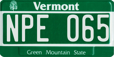 VT license plate NPE065