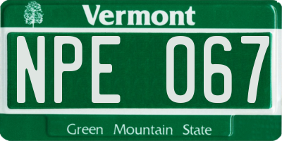 VT license plate NPE067