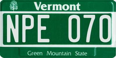 VT license plate NPE070