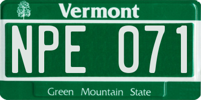 VT license plate NPE071