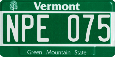 VT license plate NPE075
