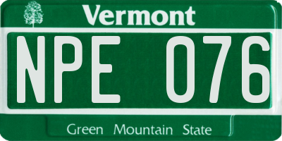 VT license plate NPE076