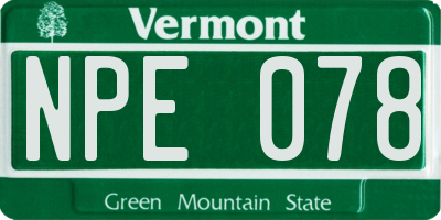VT license plate NPE078