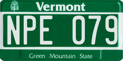VT license plate NPE079