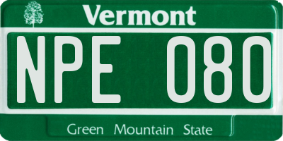 VT license plate NPE080