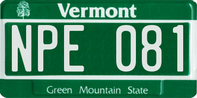 VT license plate NPE081