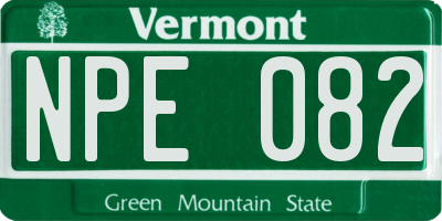 VT license plate NPE082