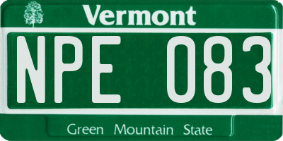 VT license plate NPE083