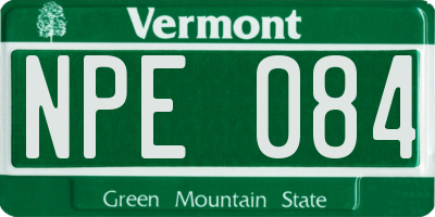 VT license plate NPE084