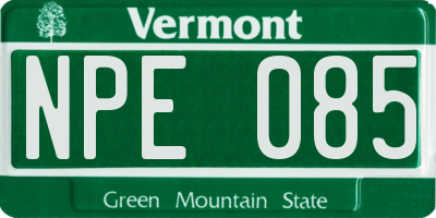 VT license plate NPE085