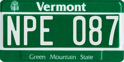 VT license plate NPE087