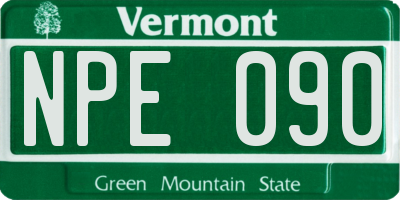 VT license plate NPE090