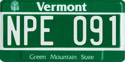 VT license plate NPE091