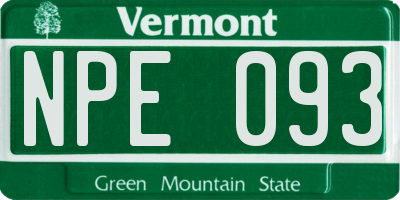 VT license plate NPE093