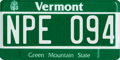 VT license plate NPE094