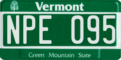 VT license plate NPE095