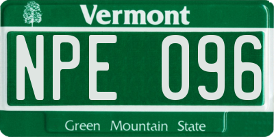 VT license plate NPE096