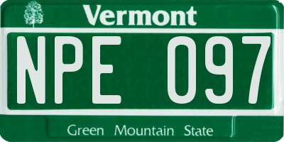 VT license plate NPE097