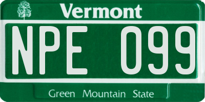 VT license plate NPE099
