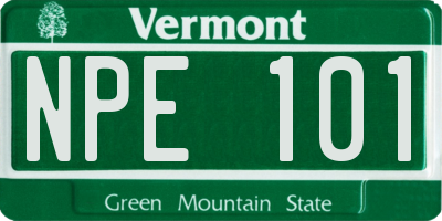 VT license plate NPE101