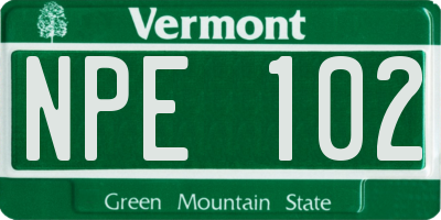 VT license plate NPE102