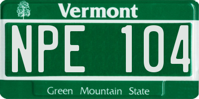 VT license plate NPE104