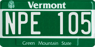 VT license plate NPE105