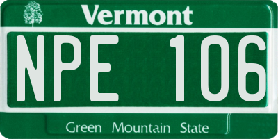 VT license plate NPE106