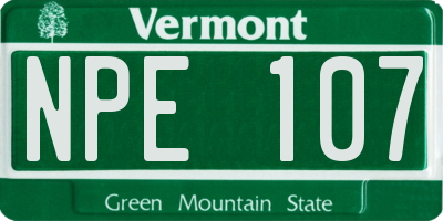 VT license plate NPE107