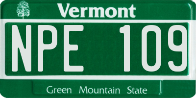 VT license plate NPE109