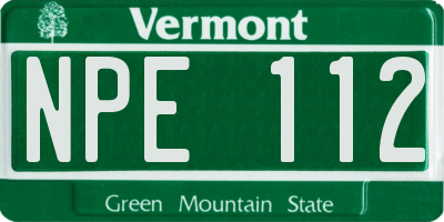 VT license plate NPE112