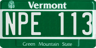 VT license plate NPE113