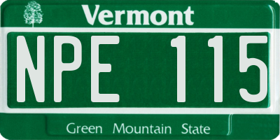 VT license plate NPE115