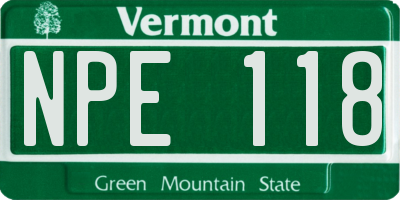 VT license plate NPE118