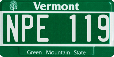 VT license plate NPE119